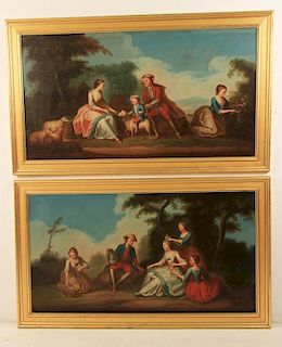 PAIR OF FRENCH 19TH C. O/C COURTING SCENE PAINTINGS