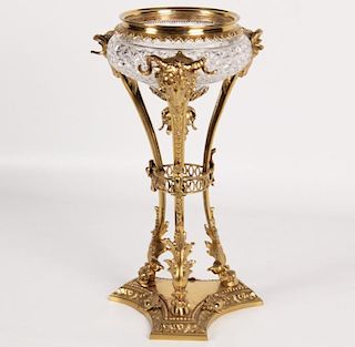 FRENCH REGENCY STYLE BRONZE AND CRYSTAL URN
