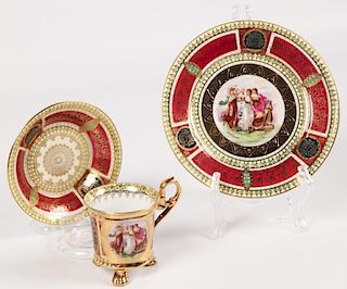 3 PIECES OF ROYAL VIENNA, CUP, SAUCER AND B/B PLATE