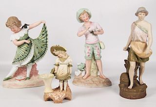 4 PIECE LOT OF VIENNA AND BISQUE PORCELAIN FIGURES