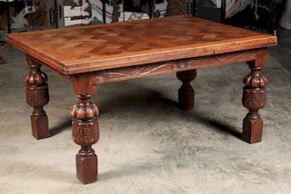 JACOBEAN STYLE CARVED OAK REFRACTORY TABLE