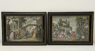 GROUP OF 4 FRAMED COLORED PRINTS