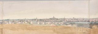 George Heriot (Quebec/England, 1759-1839)      Panoramic View of Boston Harbor and Part of Charlestown with Bunker Hill, June