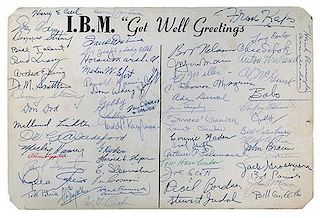 Jumber I.B.M. Get Well Greetings Postcard Signed by Scores of Members