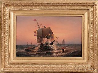 Elisha Taylor Baker (New York/Connecticut, 1827-1890)      Sunrise, from Shore to Ship