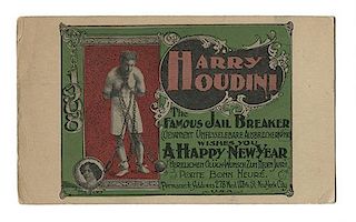 Houdini The Famous Jail Breaker Happy New Year Postcard