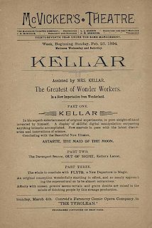 Kellar Playbill at McVicker’s Theatre