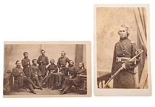 Col. Dow, 13th Maine, Two CDVs Including Group Staff Shot 