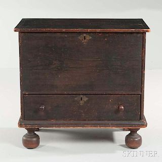 Spanish Brown-painted Pine Small Chest over Drawer
