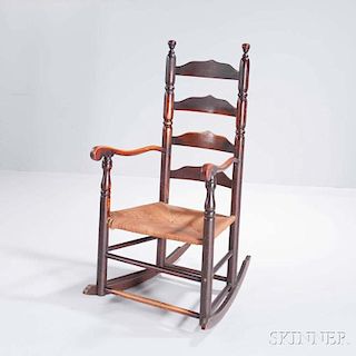 Maple and Ash Slat-back Armed Rocking Chair