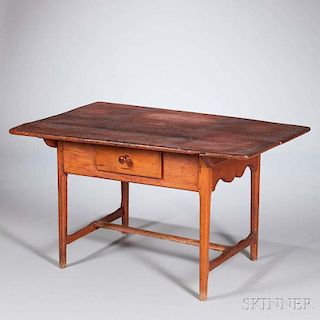 Pine, Beech, and Cherry Table with Drawer