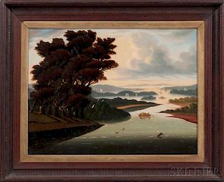 Thomas Chambers (New York/England, 1808-1869)      Expansive Landscape, Probably a Hudson River Valley View