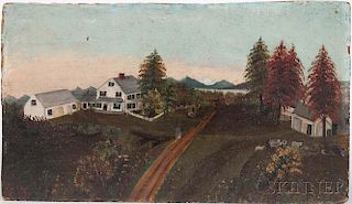 American School, Late 19th Century      Landscape with White Farmhouse