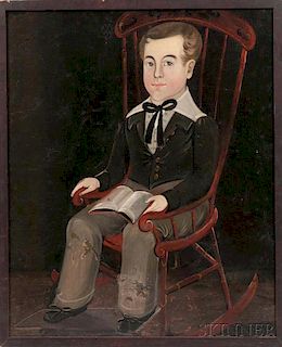 Sturtevant Hamblen (Maine/Massachusetts, act. 1837-1856)      Portrait of a Boy in a Red-painted Rocking Chair