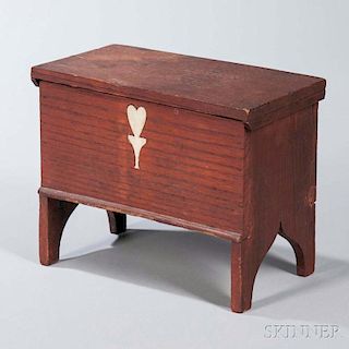 Miniature Inlaid Chestnut and Pine Six-board Chest