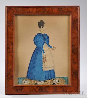 Joseph Davis (Maine/New Hampshire, 1811-1865)      Portrait of a Woman in a Blue Dress