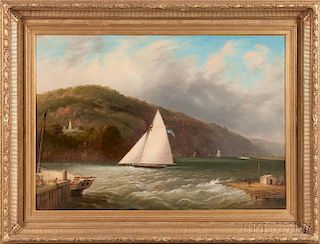 Edmund C. Coates (New York/New England, 1816-1871)      Yachting on the Hudson