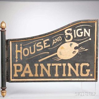 Large Turned, Painted, and Gilt "HOUSE and SIGN PAINTING" Trade Sign