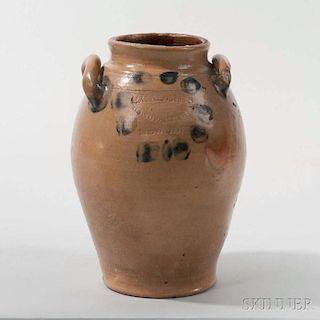 Cobalt-decorated Stoneware Jar
