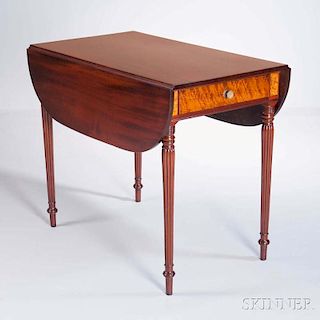 Carved Mahogany and Bird's-eye Maple Pembroke Table