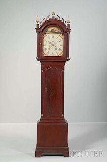 Red-stained Inlaid Cherry Tall Case Clock