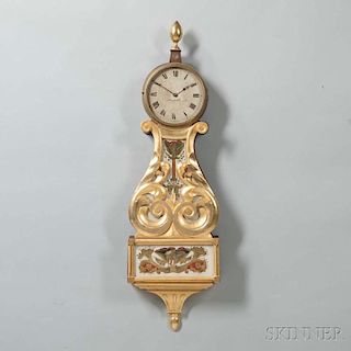 Gilt-gesso and Mahogany "Harp Pattern" Timepiece