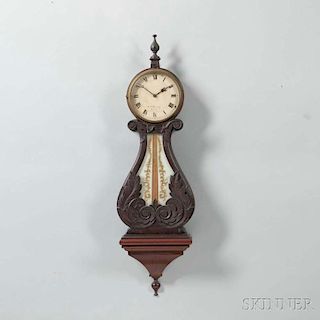 Carved Mahogany "Harp Pattern" Timepiece