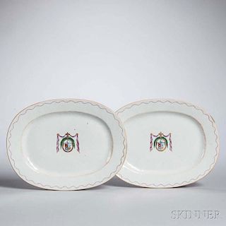 Two Armorial Export Porcelain Platters