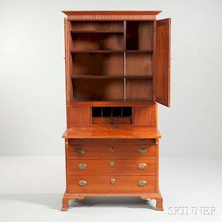 Carved Cherry Desk/Bookcase