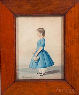 Patrick Wybrant (British/American, 1816-1894)      Profile Portrait of a Girl in a Blue Dress
