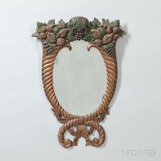 Carved Polychrome and Gilt-gesso Mirror