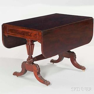 Carved Mahogany and Mahogany Veneer Sofa Table