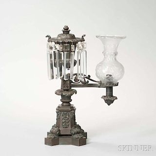 Bronze and Glass Argand Lamp