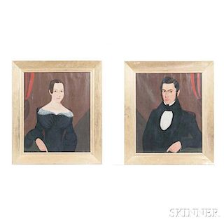 American School, 19th Century      Pair of Portraits of a Husband and Wife