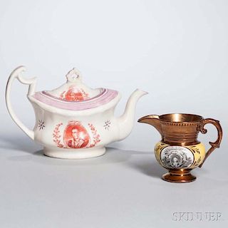 Two Staffordshire Transfer-printed Lafayette Table Items