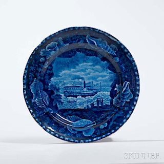 Staffordshire Historical Blue Transfer-decorated Union Line Plate