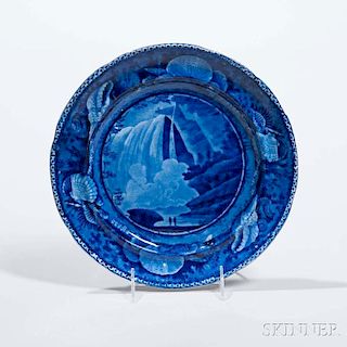 Staffordshire Historical Blue Transfer-decorated Table Rock Niagara Plate
