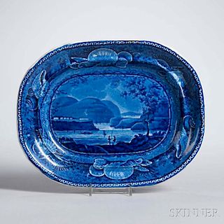 Staffordshire Historical Blue Transfer-decorated Military Academy West Point Platter