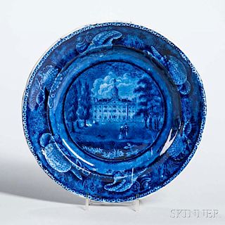Staffordshire Historical Blue Transfer-decorated Transylvania University, Lexington, Plate
