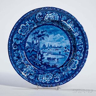 Staffordshire Historical Blue Transfer-decorated Buenos Ayres Plate