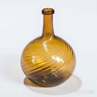 Blown Amber Glass Bottle