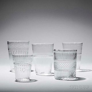 Five Blown and Molded Flip Glasses