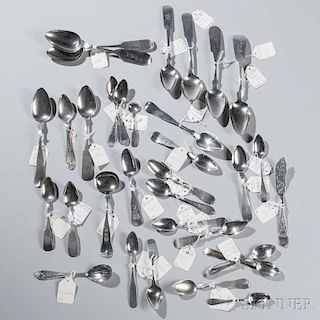 Thirty-six Massachusetts Coin Silver Spoons