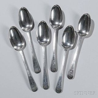 Set of Six Silver Serving Spoons