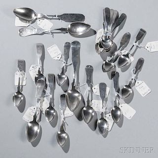 Twenty-one Midwestern Coin Silver Spoons
