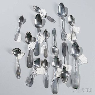 Seventeen Maryland and Delaware Coin Silver Spoons