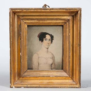 Continental School, Early 19th Century      Miniature Portrait of a Young Woman