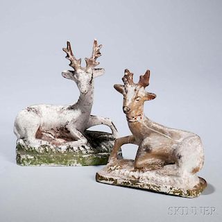 Pair of Chalkware Deer/Stag Figures