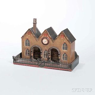 Paint-decorated Model of a Gothic Revival Station Building