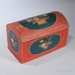 Paint-decorated Dome-top Document Box